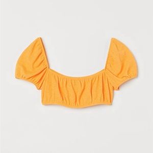 H&M Off-the-shoulder crop top in soft jersey with short puff sleeves